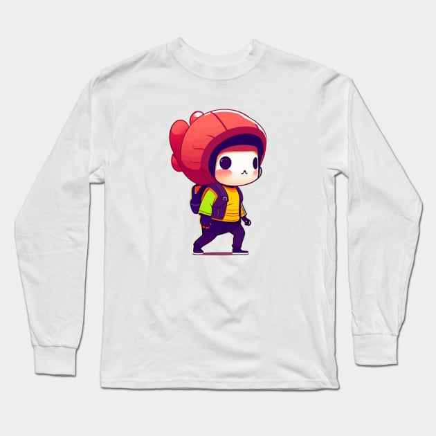 Happy Kawaii Hiking A Cute Adventure Long Sleeve T-Shirt by amithachapa